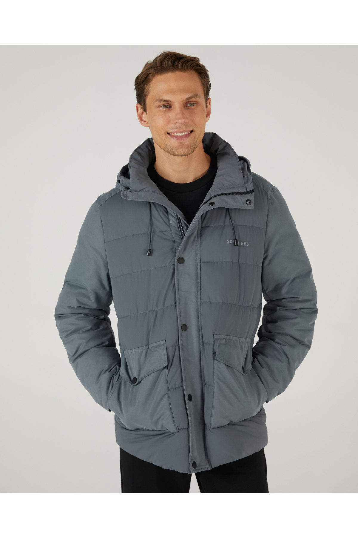 اسکچرز کت خاکستری مردانه M Outerwear S242077-003