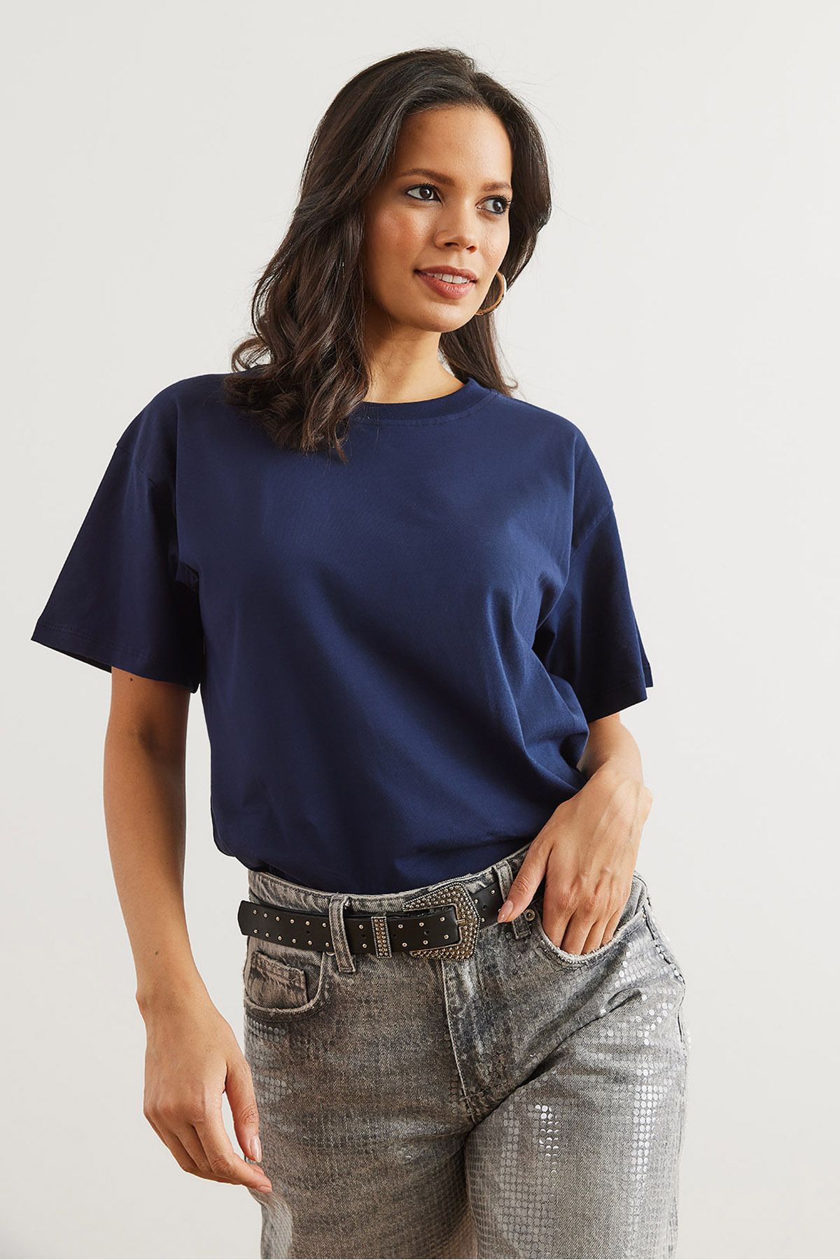 Olalook-Women's Burgundy Navy 2-Piece Cotton Regular Fit T-Shirt Tsh- 19000830 8