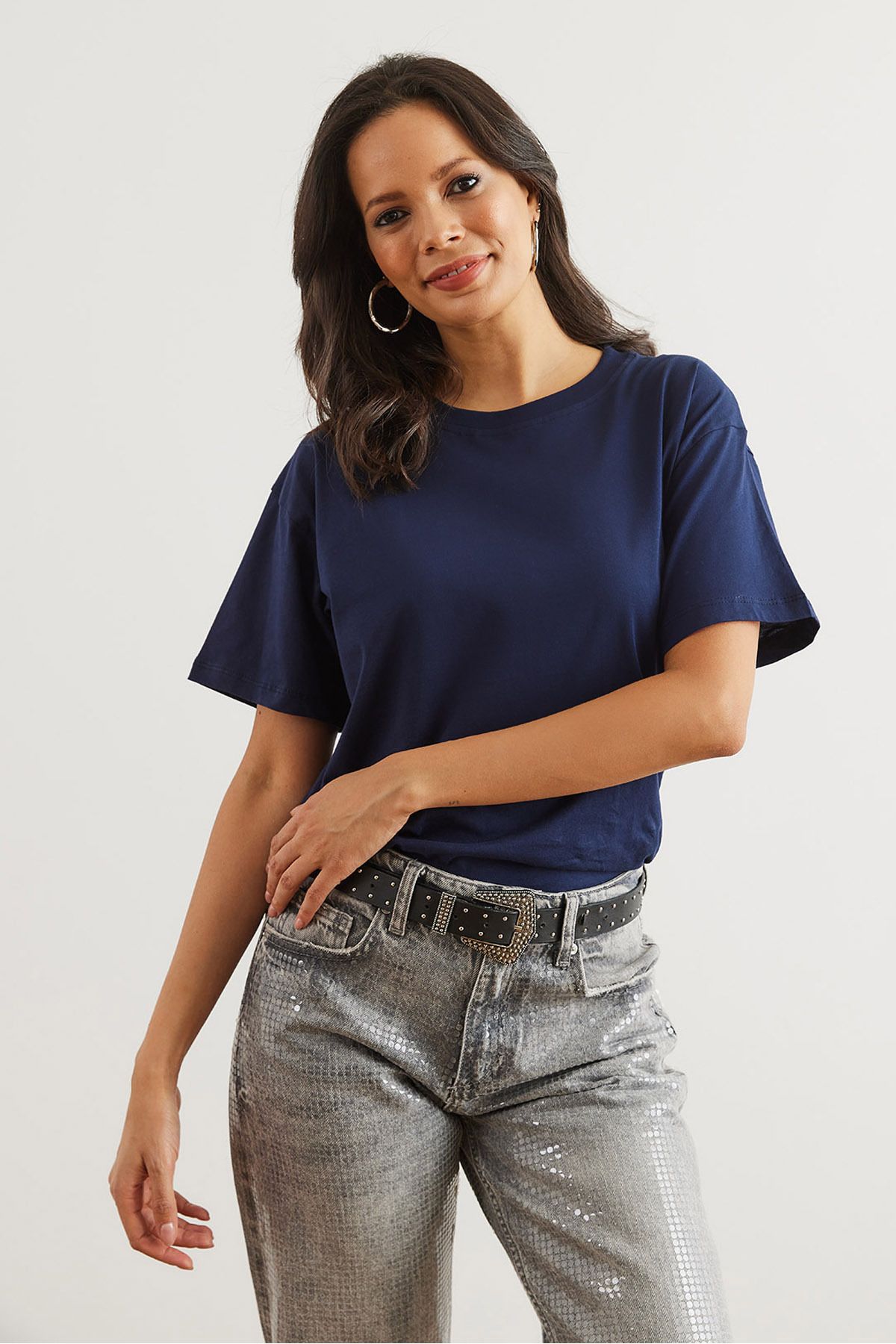 Olalook-Women's Burgundy Navy 2-Piece Cotton Regular Fit T-Shirt Tsh- 19000830 9