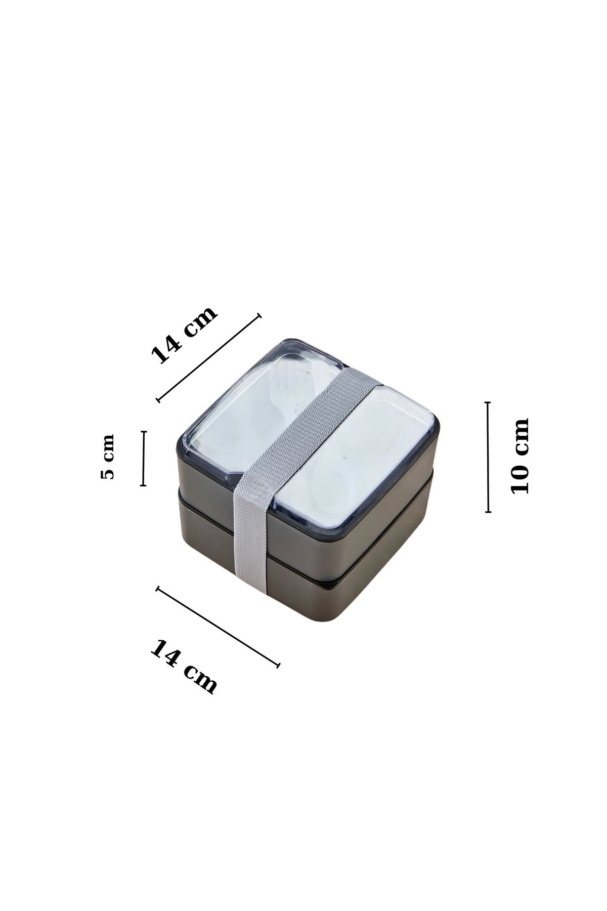 MHK Collection-Practical and Fashionable Lunch Box 2-Tier Compartments with Spoon and Fork Set, Portable Food Storage Container 4