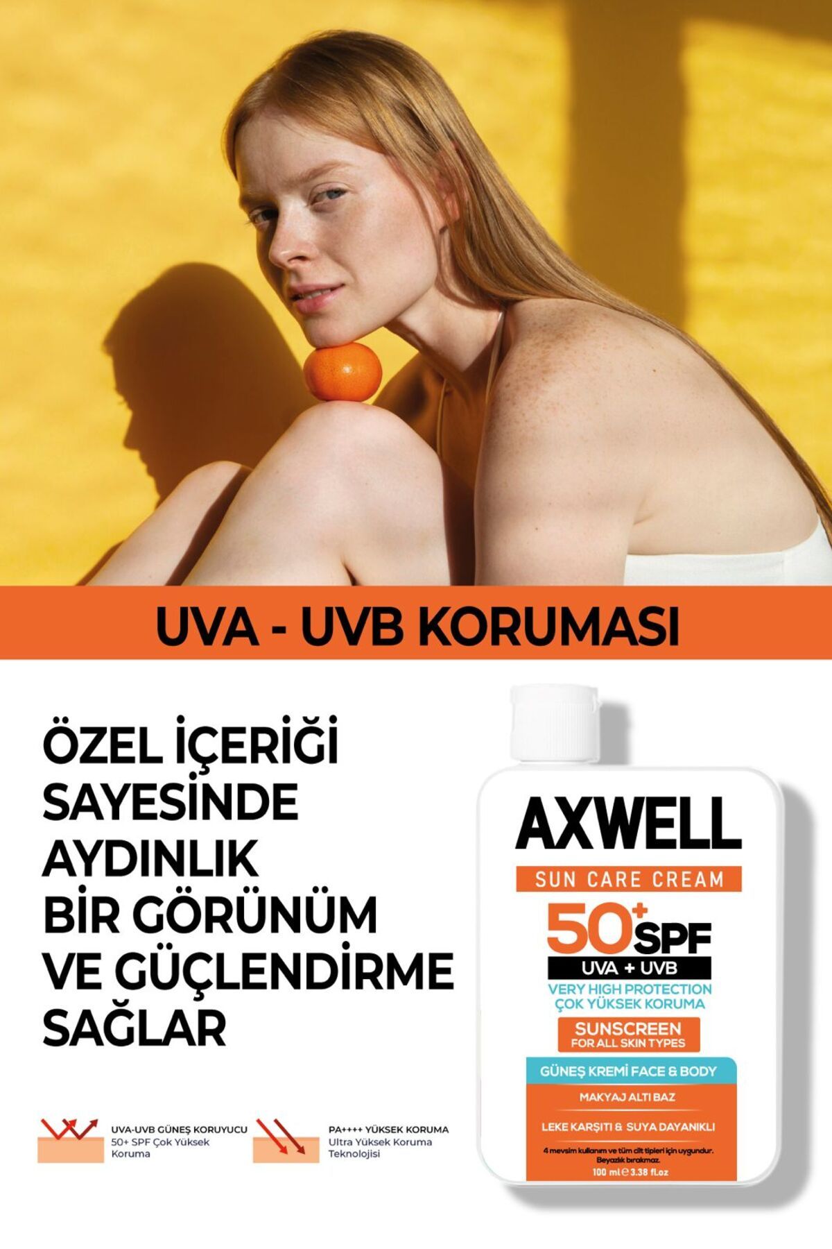 AXWELL-كريم الحماية من الشمس كريم الشمس المضاد للعيوب حماية عالية جدًا 50+ SPF 100 مل 5