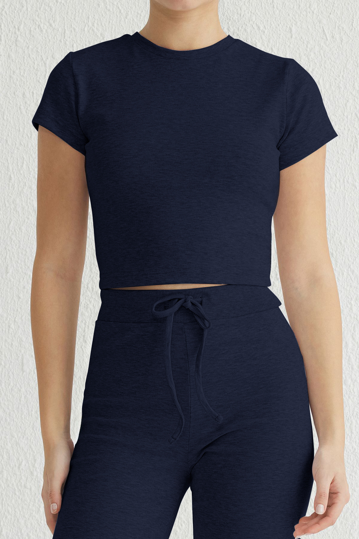 Trendyolmilla  Lacivert Fitted/Vücuda Oturan Esnek Örme Alt-Üst Takım TWOSS25AU00053 - Görsel 5