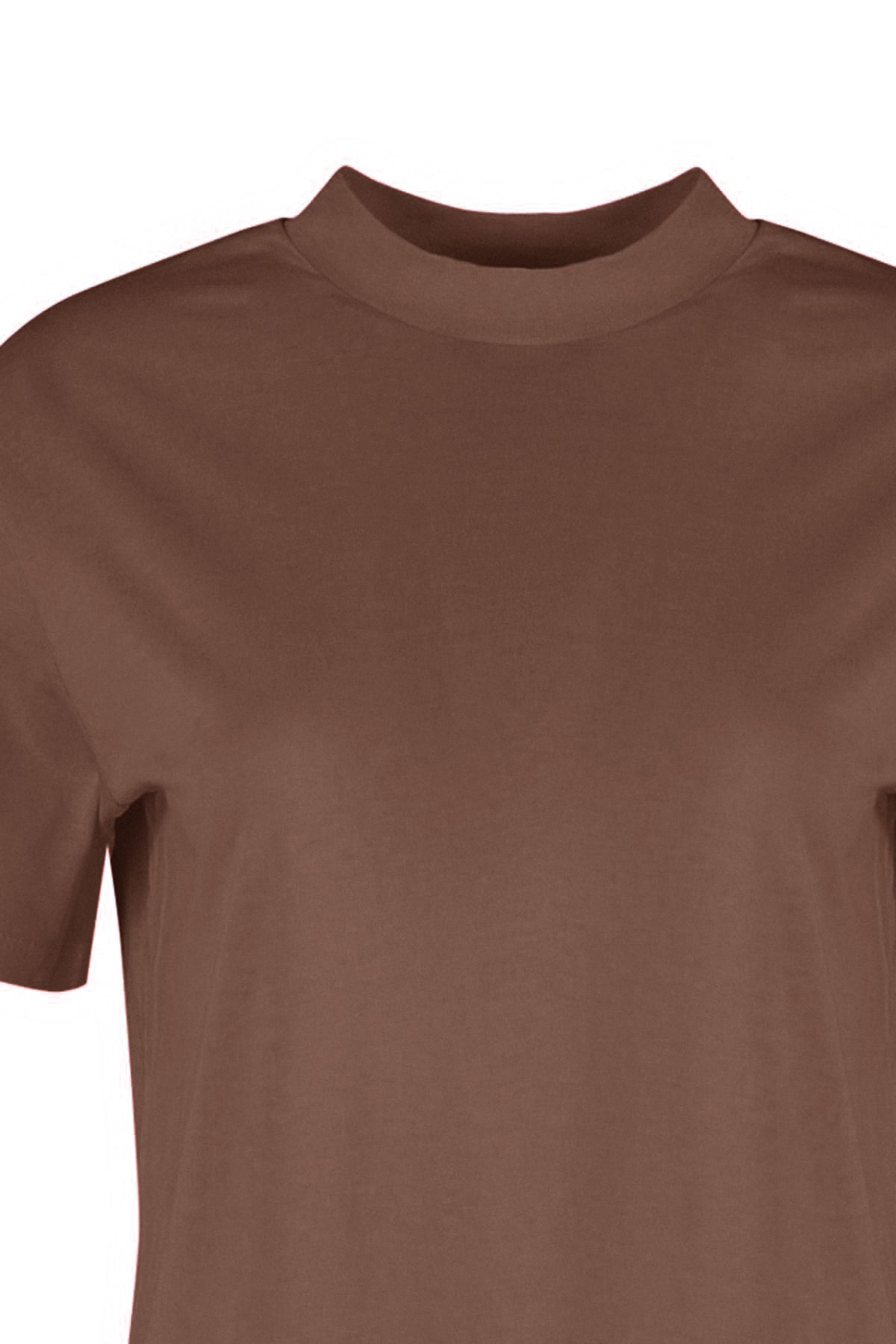 Trendyol Collection-Hellbraunes T-Shirt aus 100 % Baumwolle mit Stehkragen – TWOAW20TS0096 7