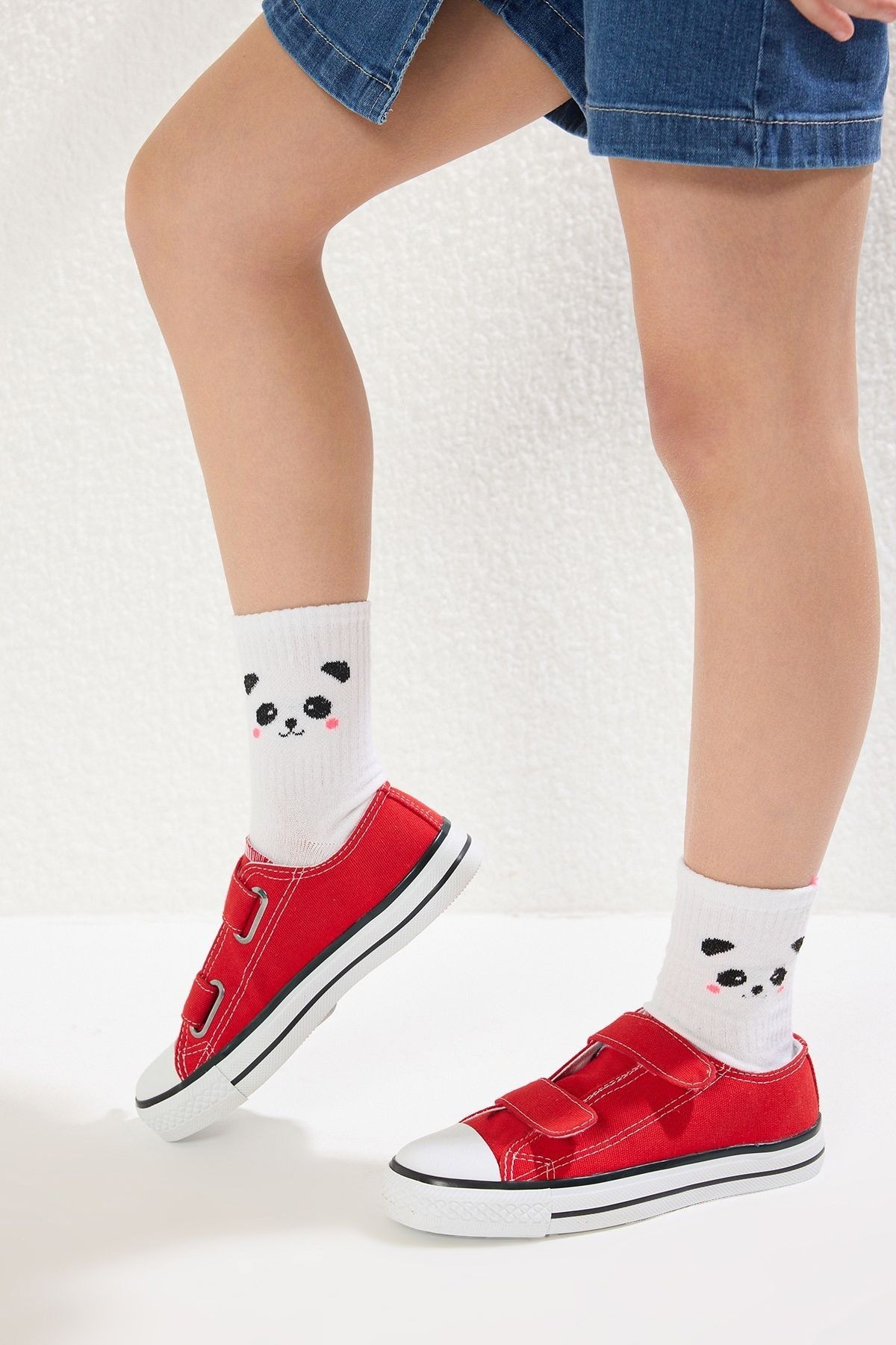 TRENDYOL SHOES-Roter Kinder-Unisex-Kinder-Sneaker mit doppelter Klettverschluss-Gummisohle TAKSS25SN00022 1
