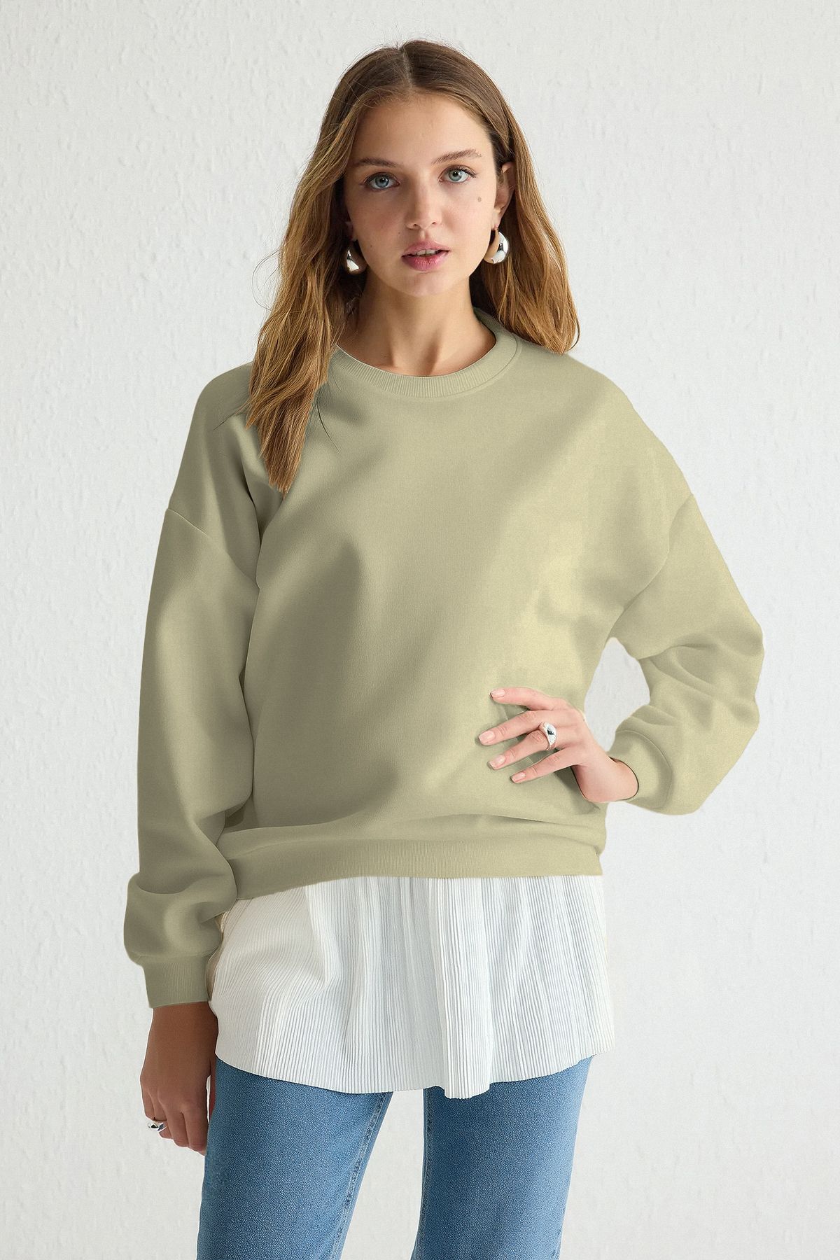 Trendyol Modest-Ärmellose Strickbluse mit Falten - Weiß TCTSS25UK00005 4