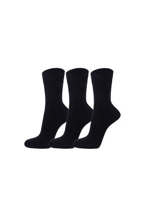 Bay Ve Bayan 3'lü Paket Klasik Pamuklu Soket Çorap Siyah Renk SCKH00020