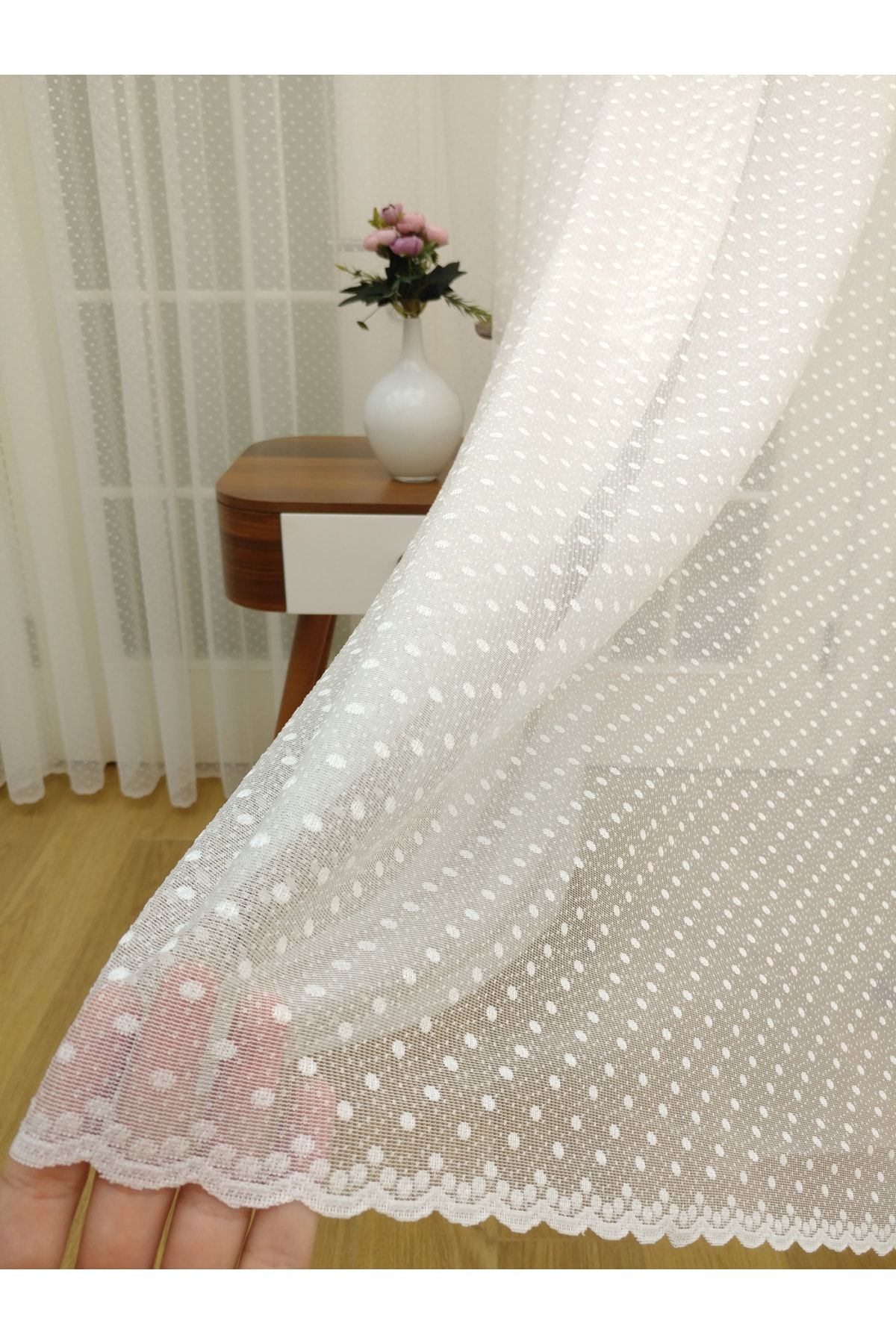perdealemi Dantela Buline Tulle Perdea 250x250 Pliu Normal 1/2.5 - 100 x 270