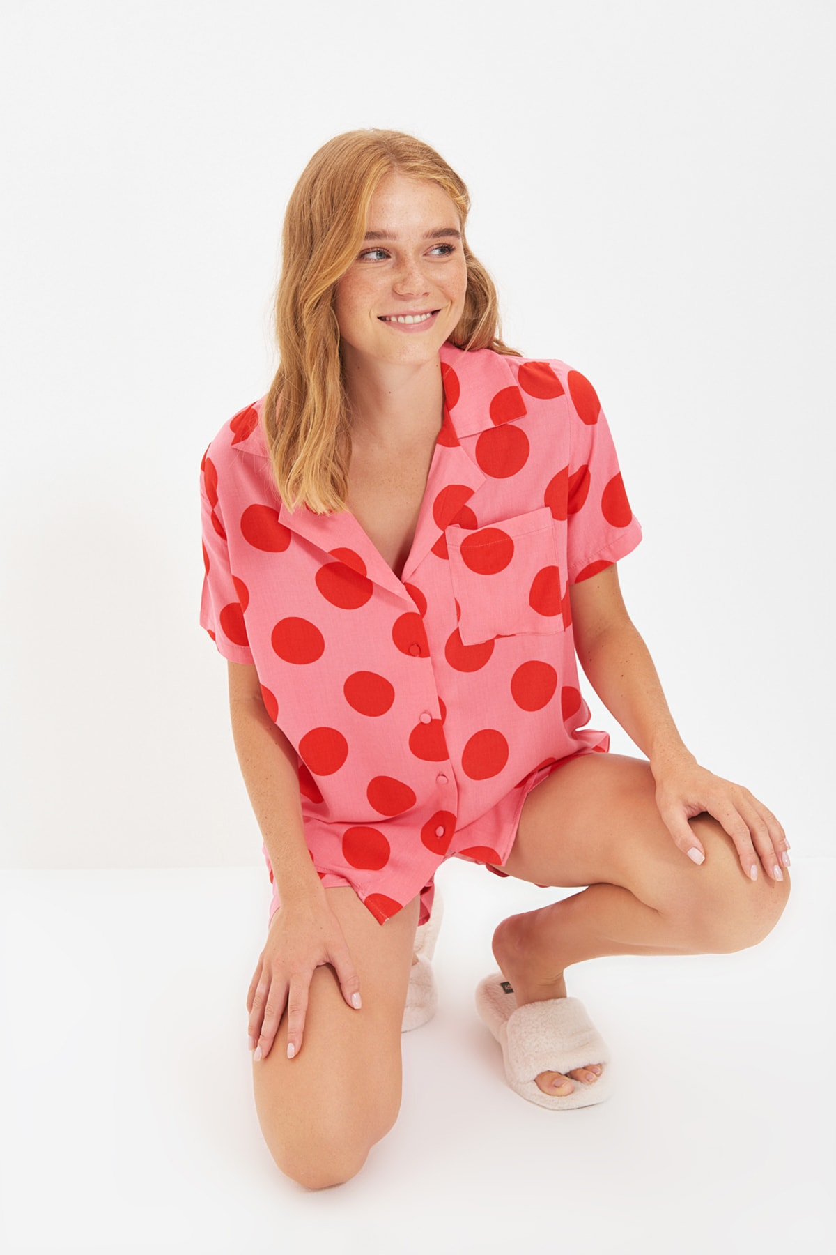 Trendyol Collection Pajama Set - Pink - Polka dot