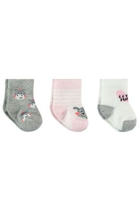 Kız Bebek 3'lü Çorap Set 0-6 Ay Gri D3E571913SS1