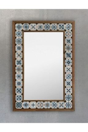 Masif Çerçeveli Mozaik Taş (MERMER) Ayna 43 Cm X 63 Cm Seramik Desenli Dresuar Aynası AYN4060-099