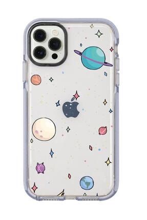 Iphone 12 Pro Gezegenler Desenli Candy Bumper Silikonlu Telefon Kılıfı MC12PCBTS31