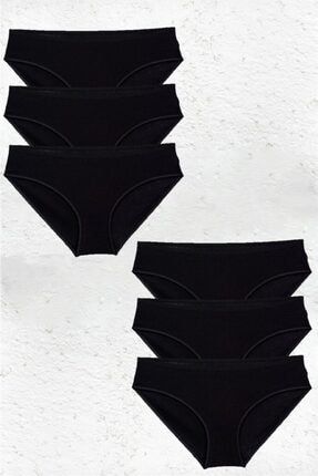6'lı Kadın Siyah Modal Pamuklu Yüksek Kalite Doğal Kilot Bikini Külot B0115M048333