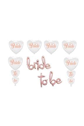 Bride To Be El Yazısı Imza Rose Gold Folyo Balon Ve Beyaz Kalp Folyo Balon Set Bekarlığa Veda Parti HZRBRIDESETLER