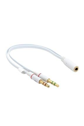 3.5 Mm Aux Kulaklık Mikrofon Dönüştürücü Birleştirici Kablo - Beyaz BW5030