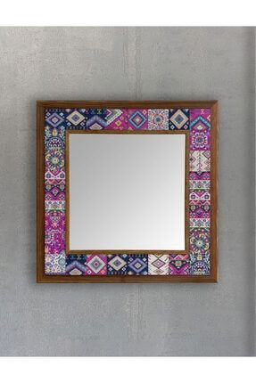 Masif Çerçeveli Mozaik Taş Ayna 43 Cm X 43 Cm (MOROCCO-ETNİK DESEN) AYN4040-081