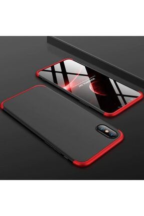 Apple Iphone Xs Max 6.5 Kılıf Zore Ays Kapak (3 Parça 360 Koruma) Siyah-kırmızı 10RKS-5116