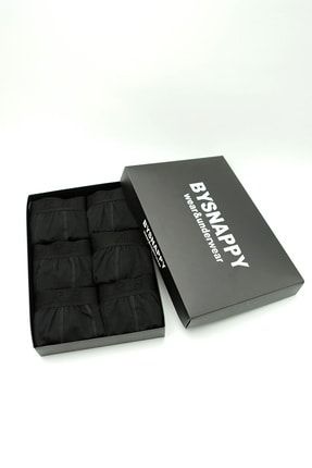 Erkek 6'lı Kutu Siyah Renk Likralı Boxer Premium Kalite (pamuklu) bysnpkutubxr6