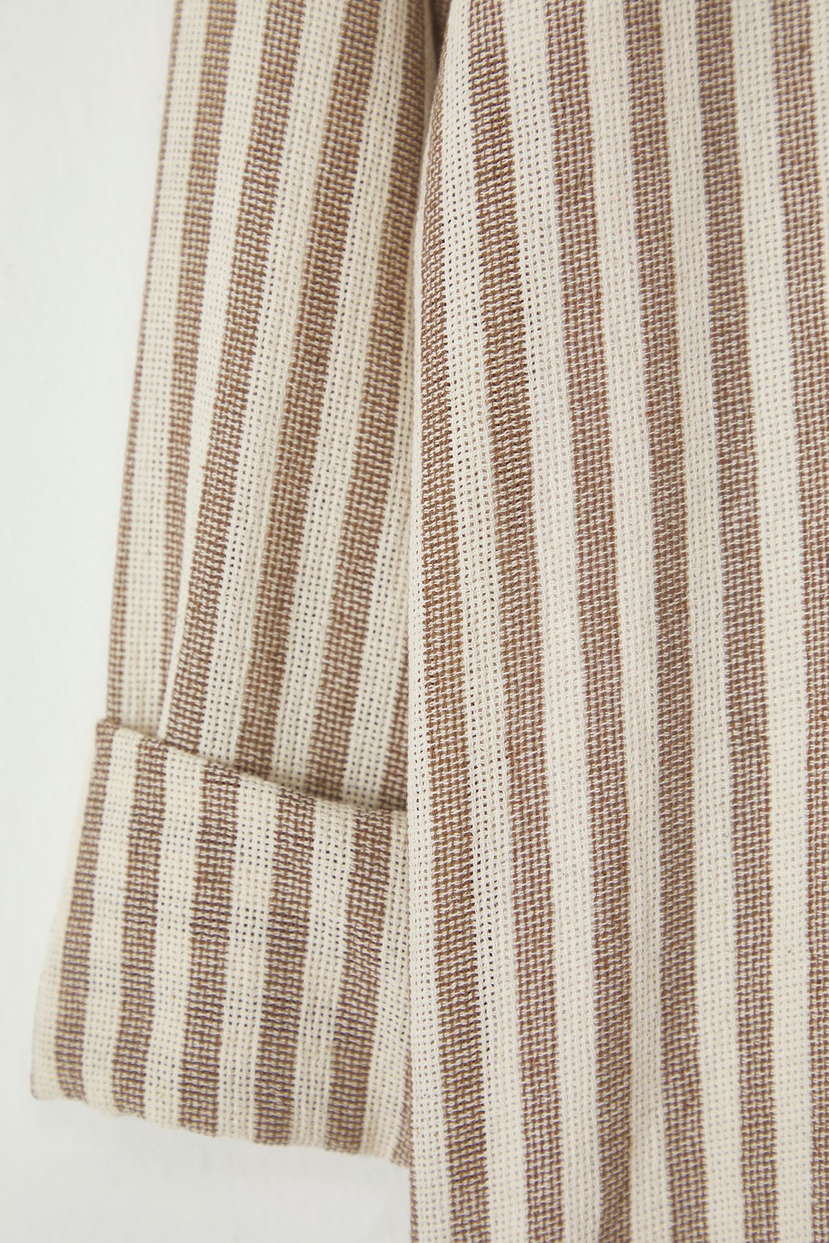 Trendyol Collection-Limited Edition Brown Regular Fit Striped Textured Shirt Tmnss23Go00062 8