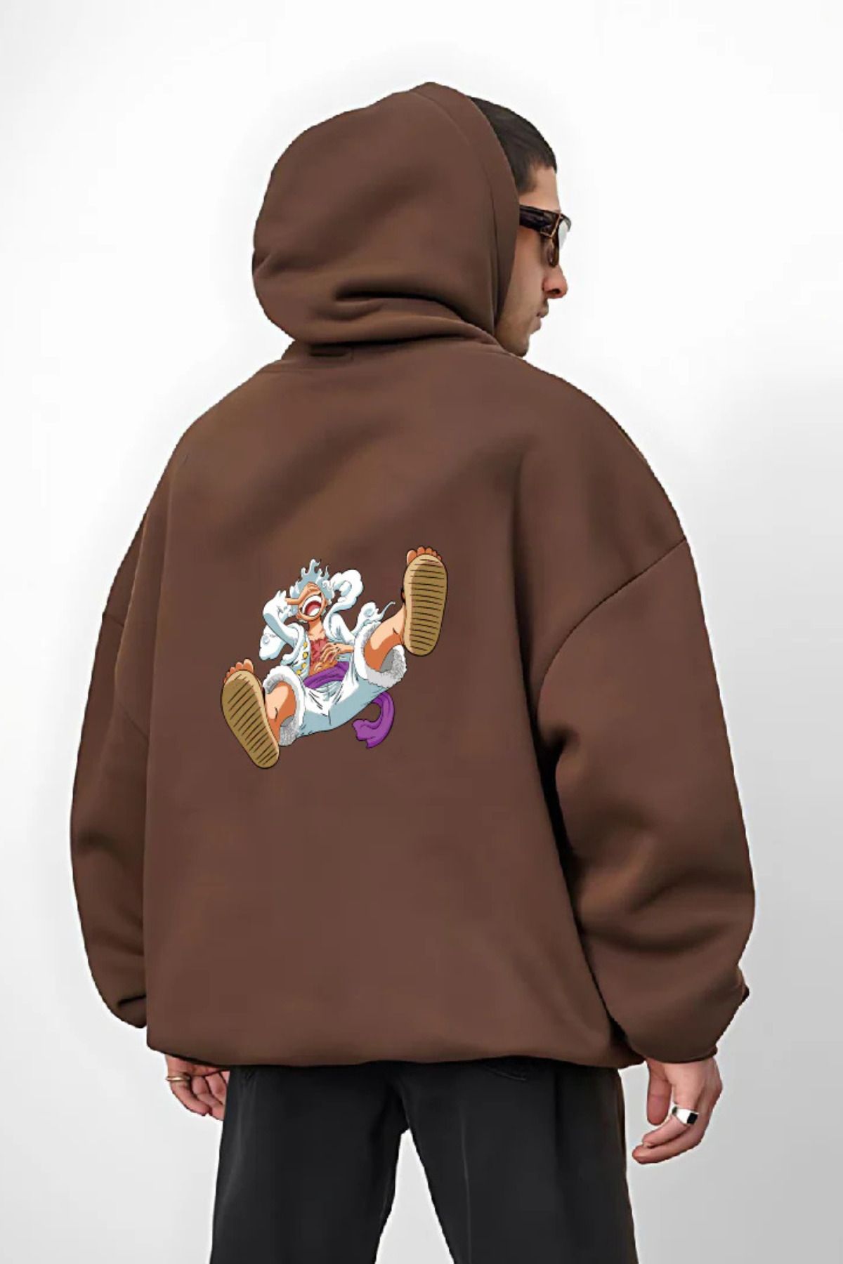 FECCY Pamuklu Mutluluk sahibi Baskılı Kapüşonlu Sweatshirt Hoodie