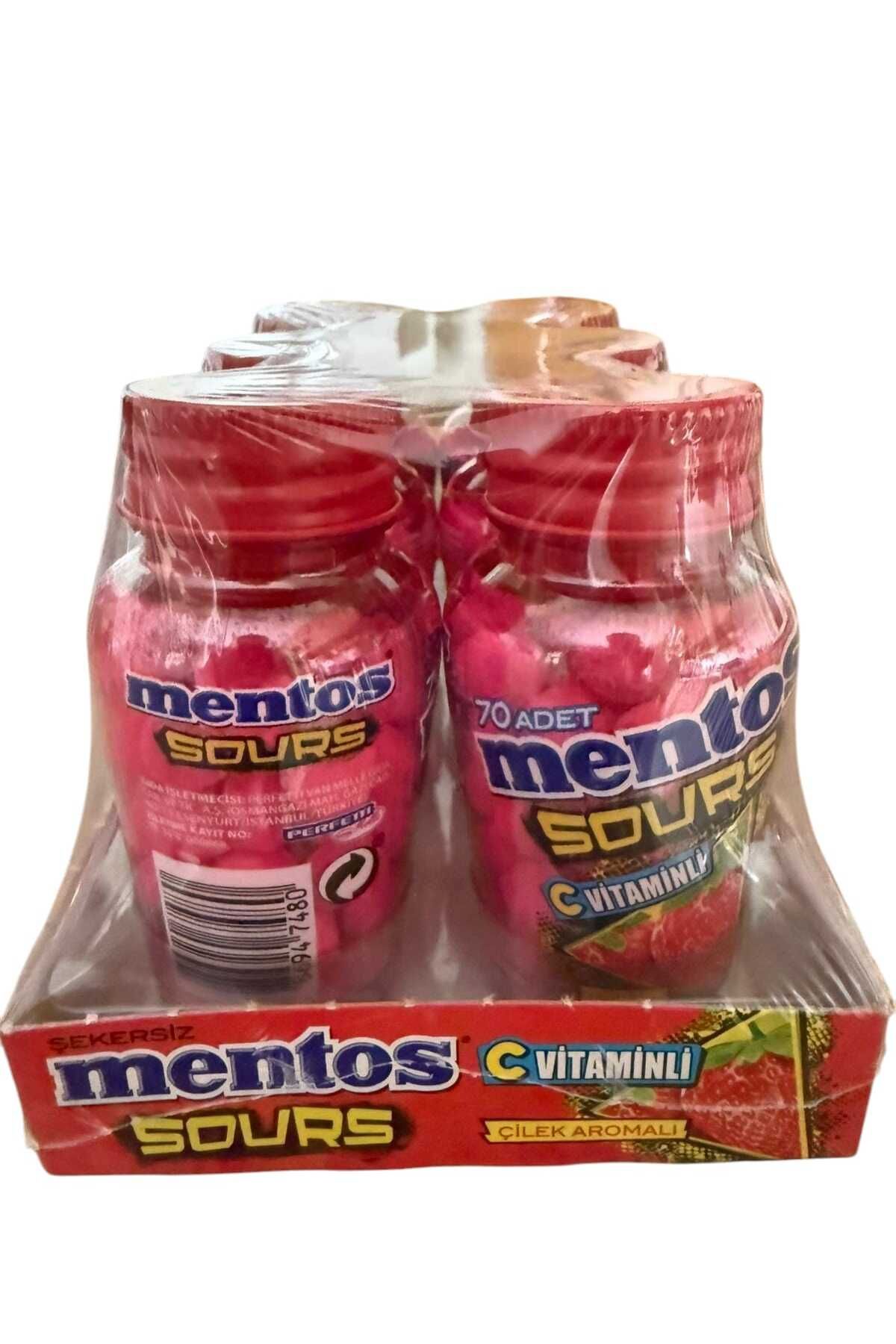 Mentos SOURS C VİTAMİNLİ ÇİLEK SAKIZ 49 G. * 6 ADET