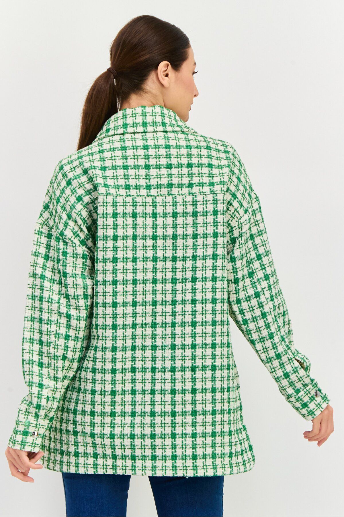 Urban Bliss-Women Checkered Jacket Shirt, Green 3