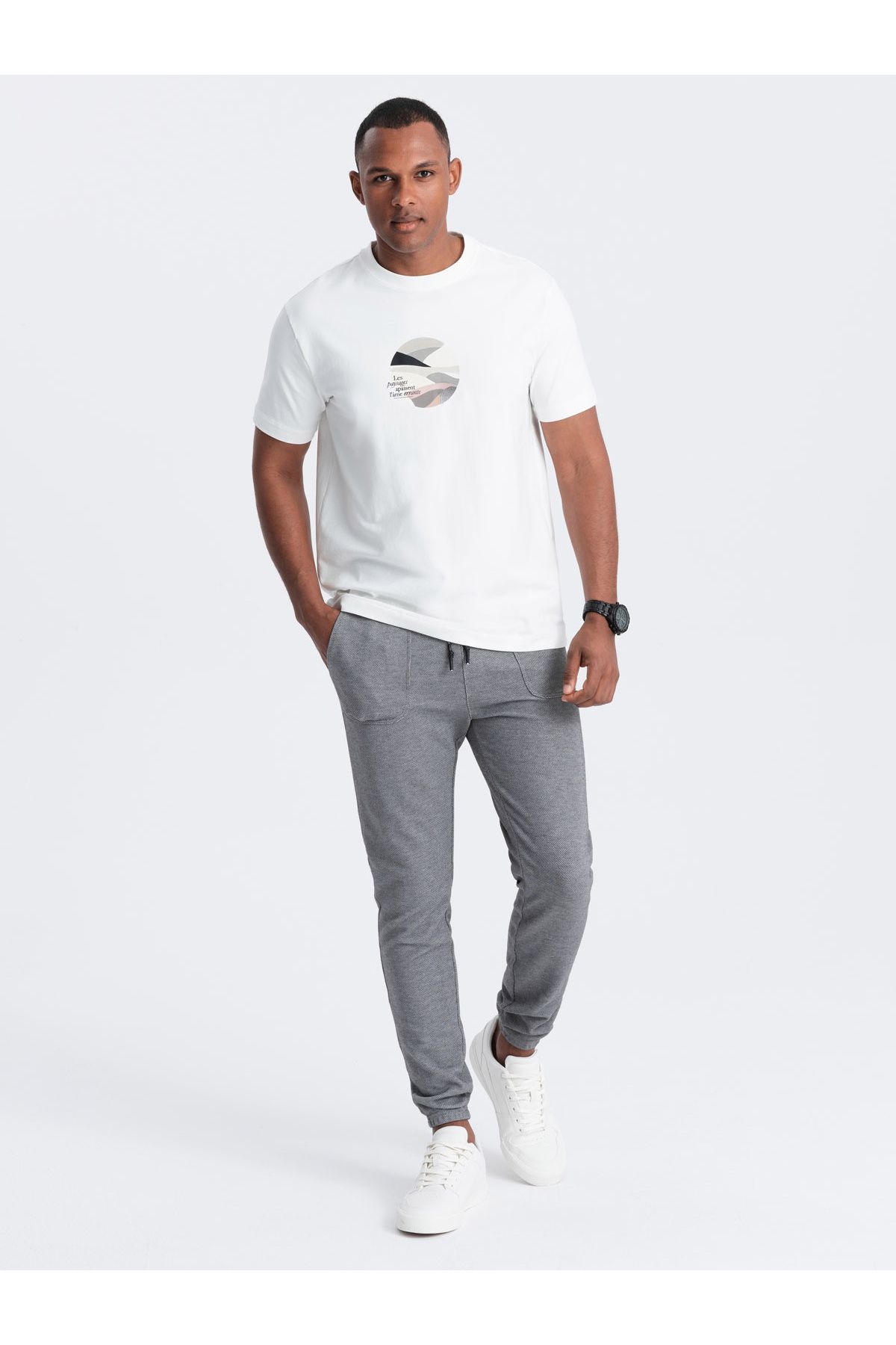 OMBRE-Strukturierte Strick-Jogginghose für Herren - Graphit V5 OM-PASK-0211 XL 4