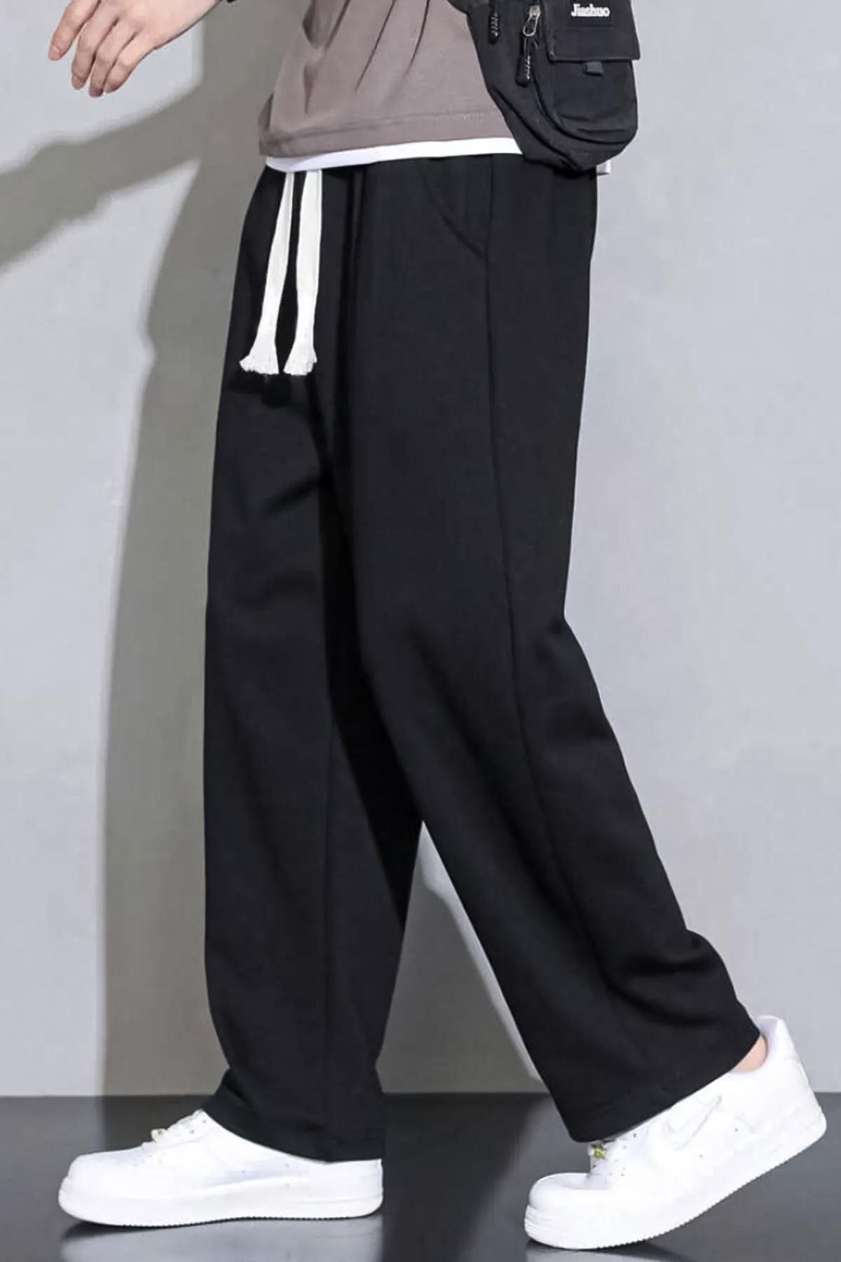 Trendiz-Men's Wide Leg Sweatpants Black 2042 4
