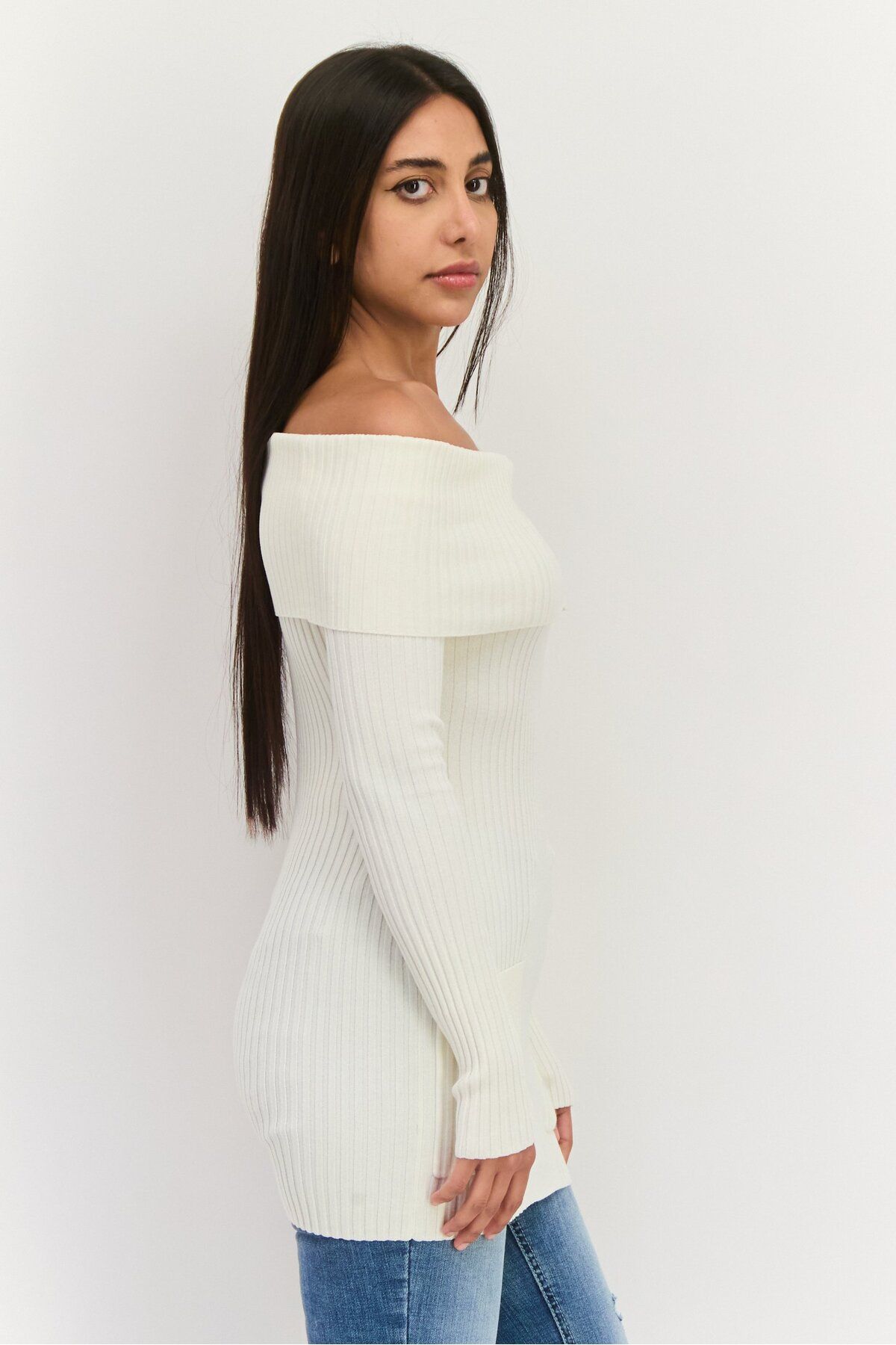 Tommy Hilfiger-Women Turtle Neck Ribbed Sweater, Off White 2