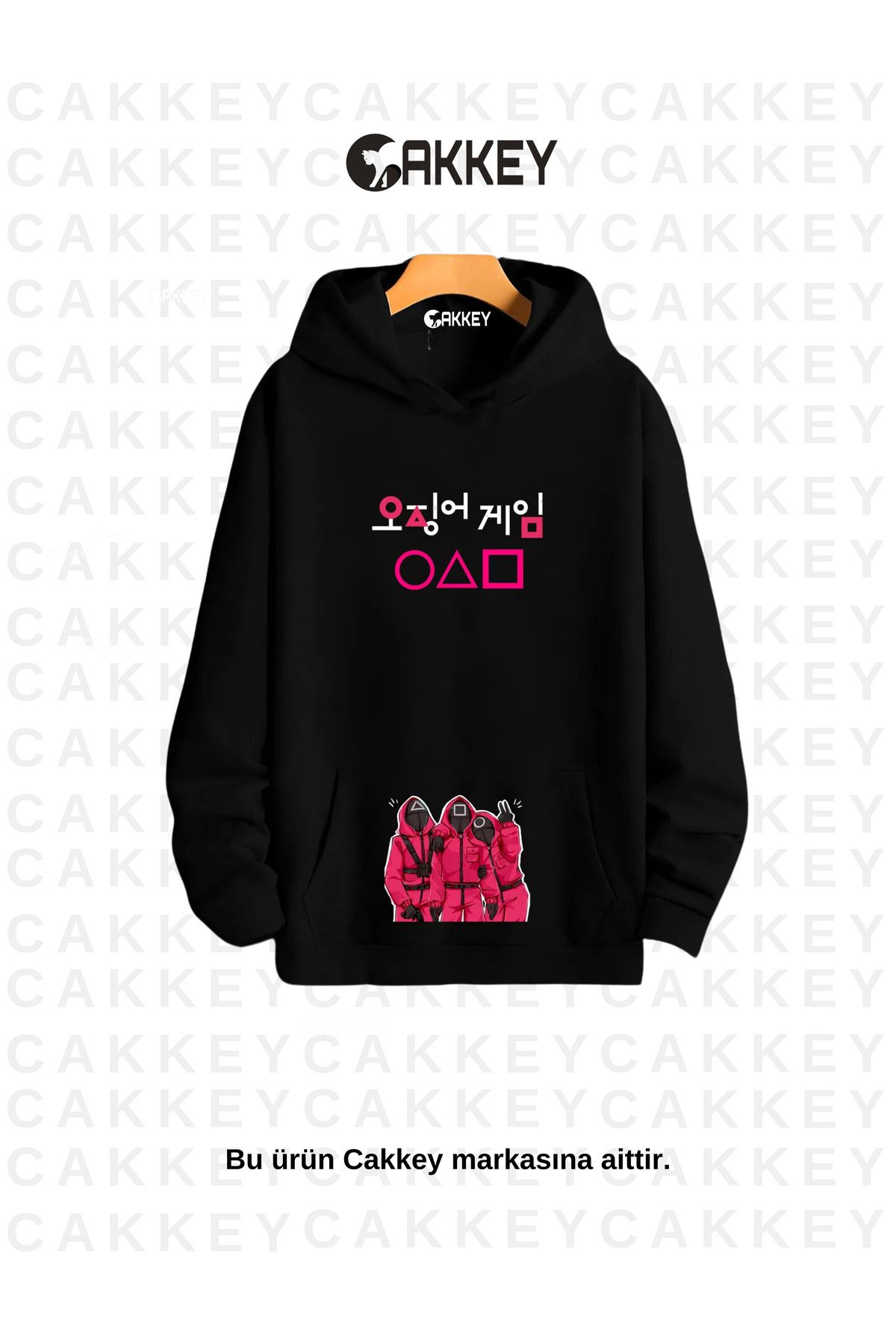 Cakkey Kapüşonlu Oversize Squid Game Dizi Film Oyun Kırmızı Işık Yeşil Işık Kore Tasarımlı Sweatshirt