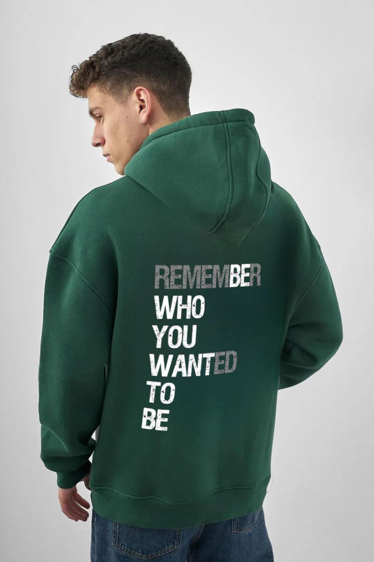 FECCY Pamuklu Remember Baskılı Kapüşonlu Sweatshirt Hoodie