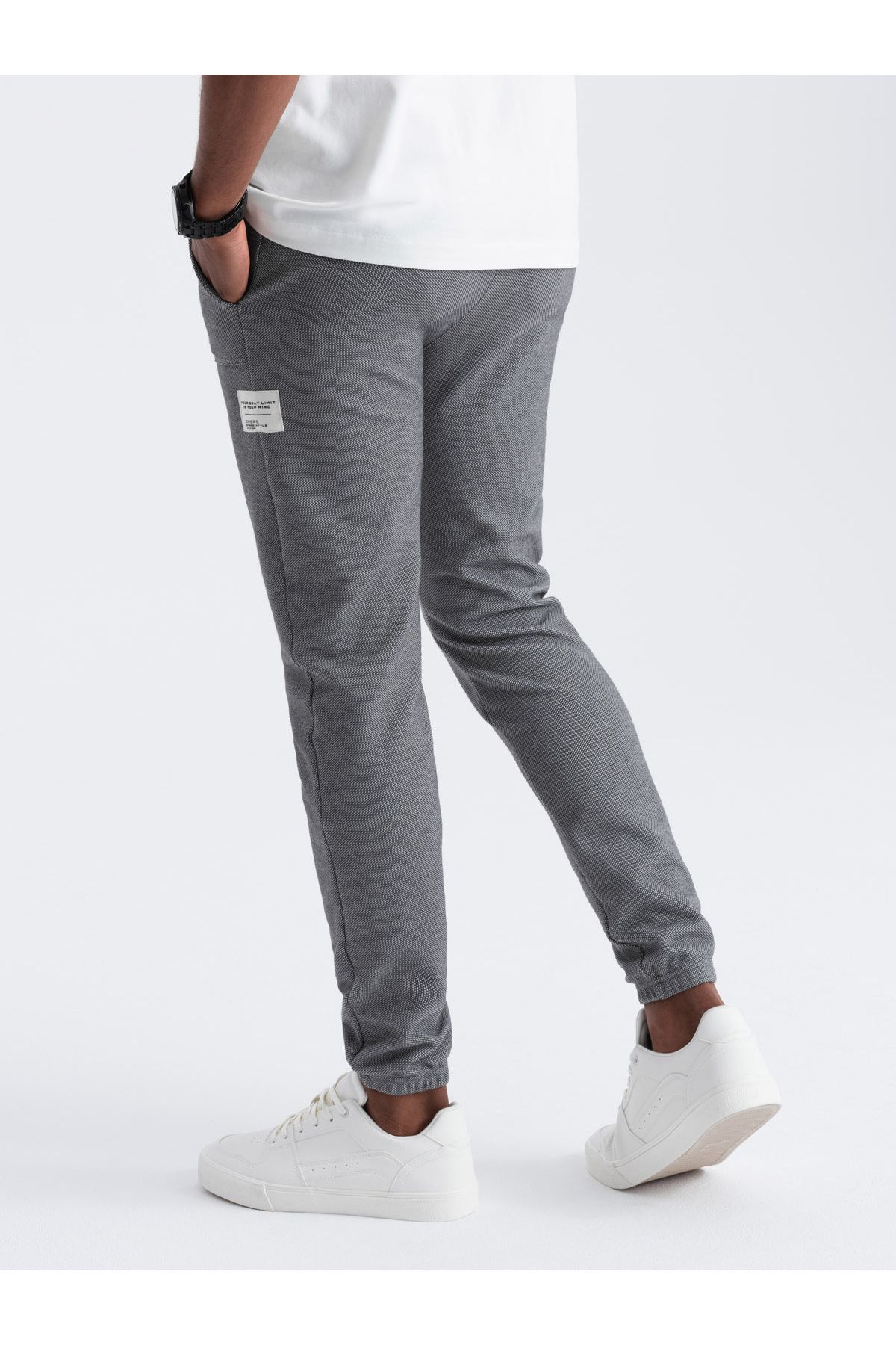 OMBRE-Strukturierte Strick-Jogginghose für Herren - Graphit V5 OM-PASK-0211 XL 9