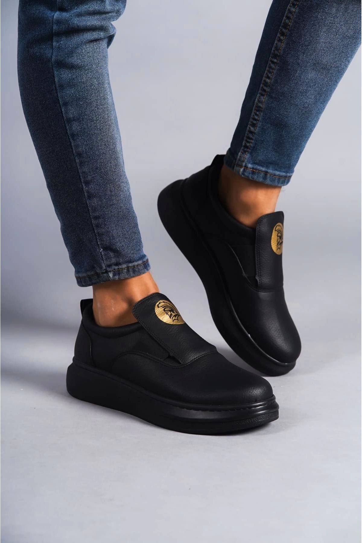 TB Terzi Bey Tb161 Hippo Bağcıksız Cilt Erkek Günlük Sneaker Ayakkabı Cst - Siyah