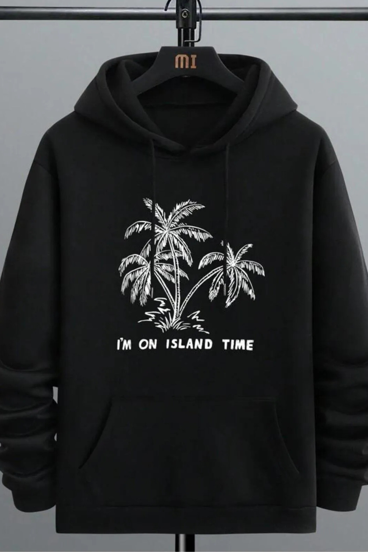 Wish BF Unisex Island Baskılı Oversize Kışlık Pamuklu Kapüşonlu Sweatshirt Hoodie görsel 2