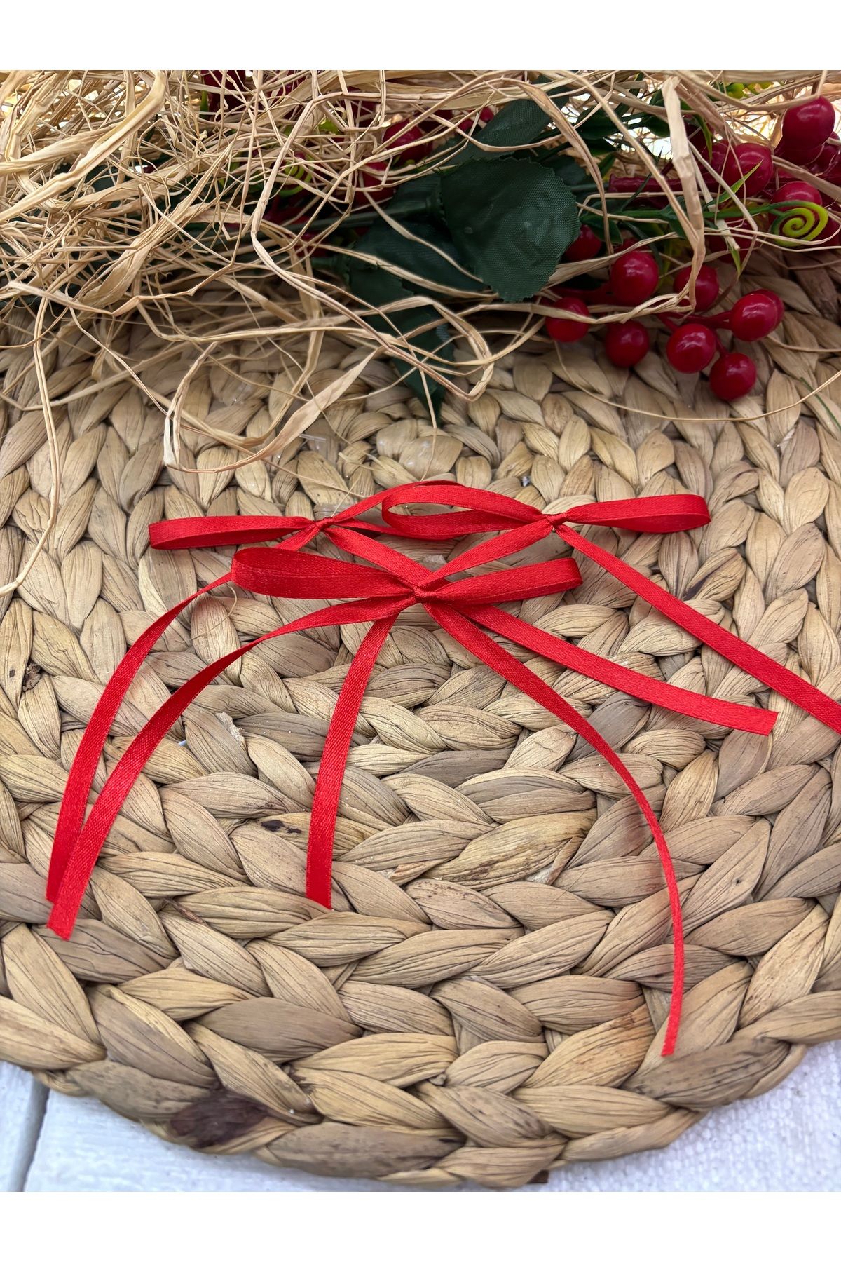 Deniz Party Store-6mm Red Satin Ready Bow Ribbon 10 Pcs Balloon Ribbon 1