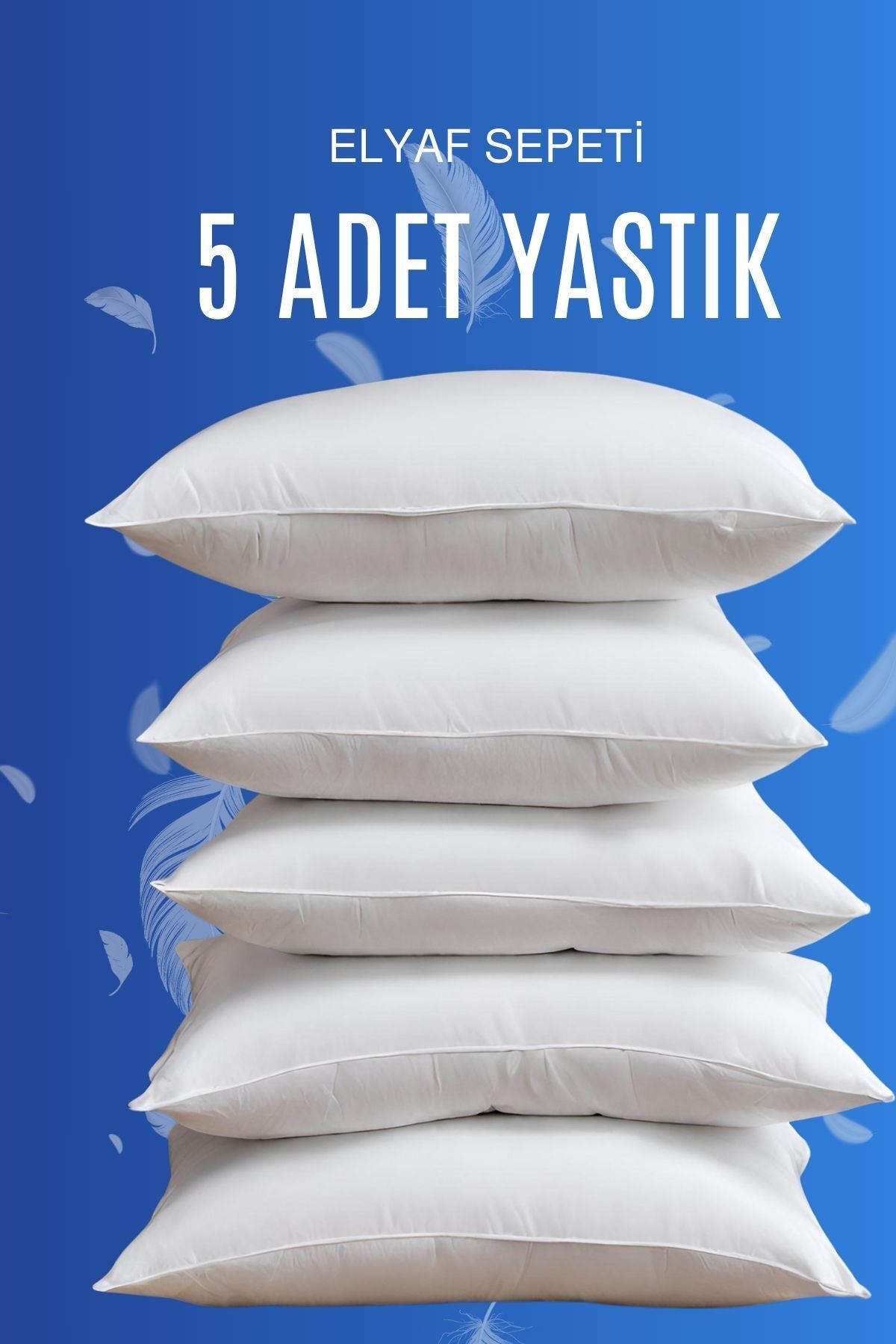 Elyaf Sepeti 5 Adet Nonwoven Yıkanabilir Silikon Elyaf Yastık Antialerjik Ev Ve Otel Yastığı 50x70cm 700 gr