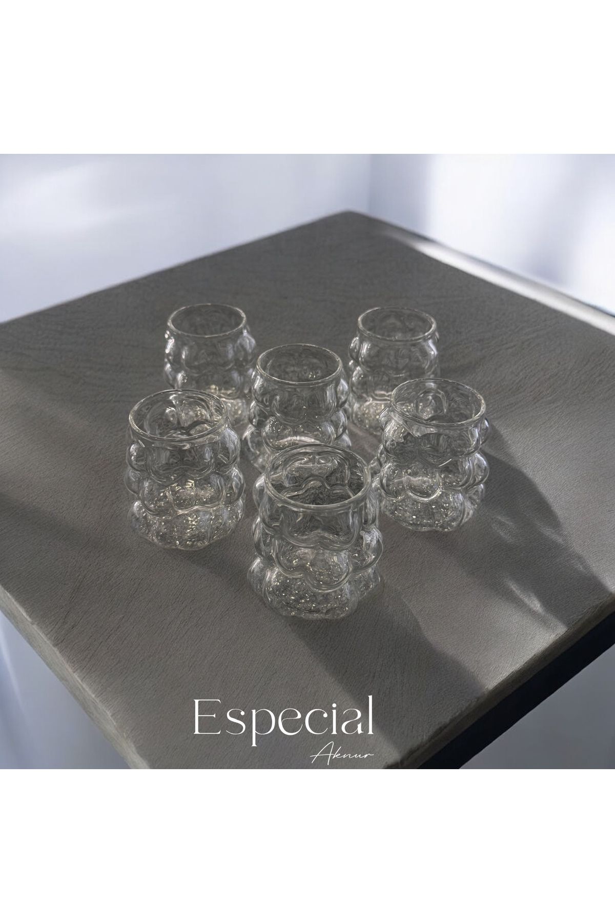 especial ESPECİAL 75ml 6lı Boncuk Kahve Yanı Bardak 6 Adet Mini Üzüm Bardak