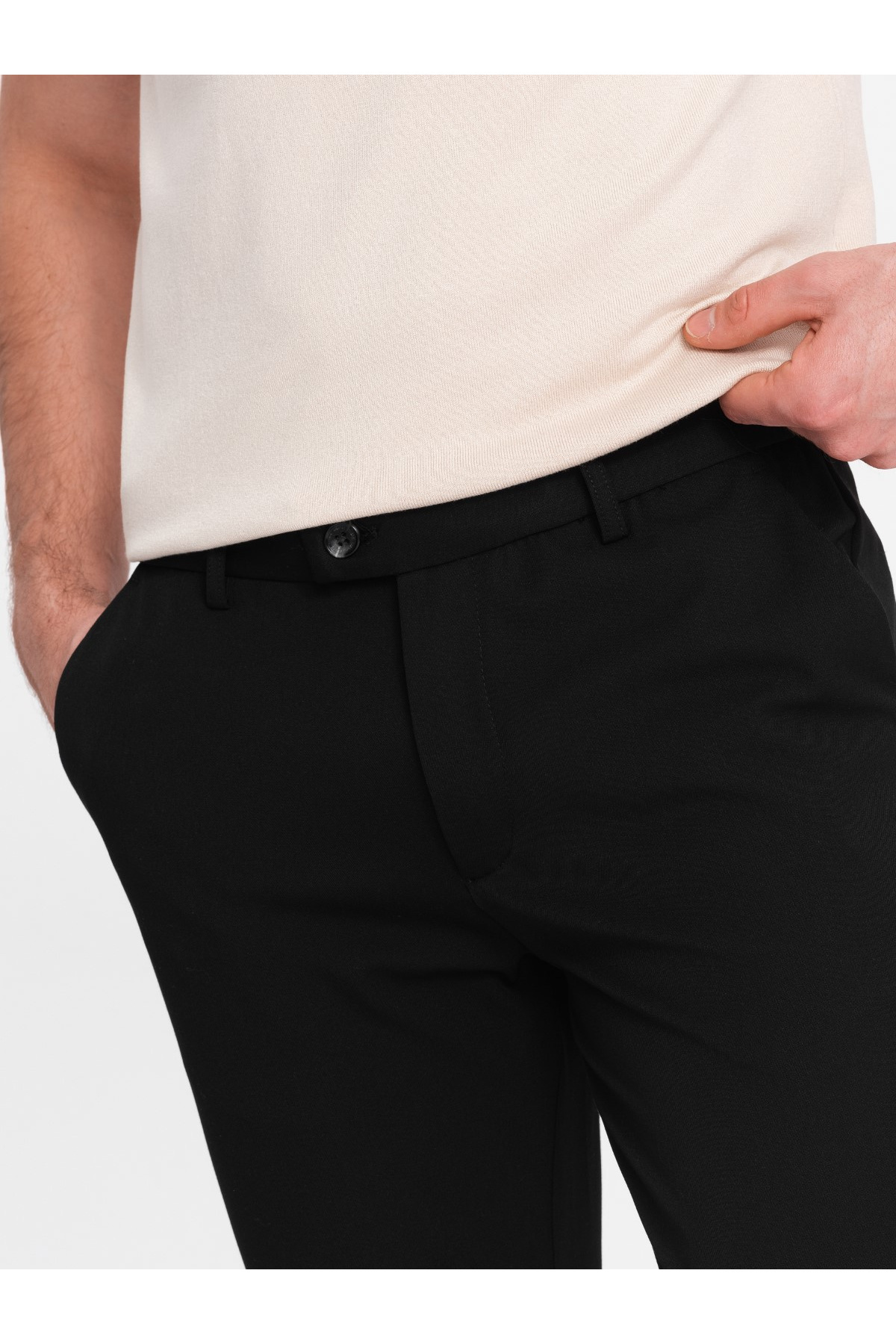 OMBRE-Elegante Chinohose für Herren SLIM FIT - schwarz V4 OM-PACP-0191 L 3