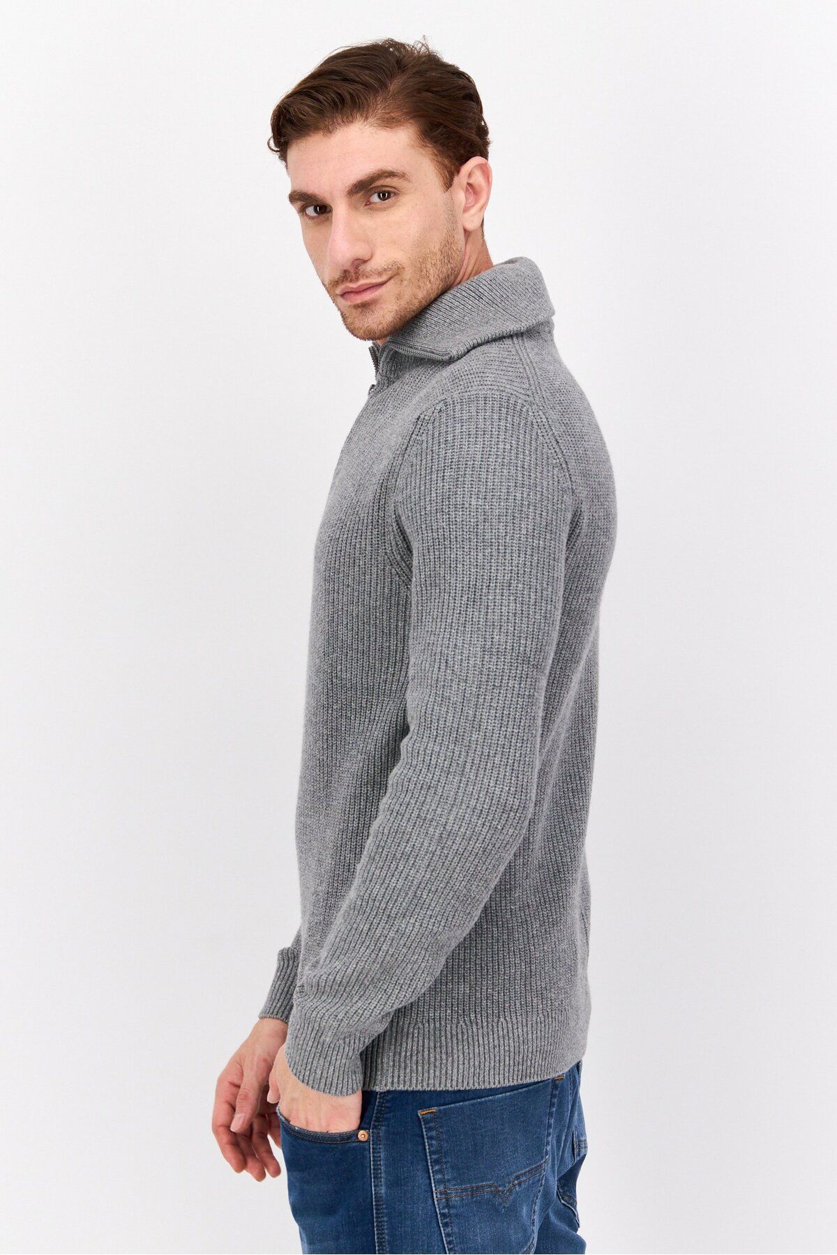 Esprit-Men Turtle Neck Long Sleeves Knitted Sweater, Grey 2