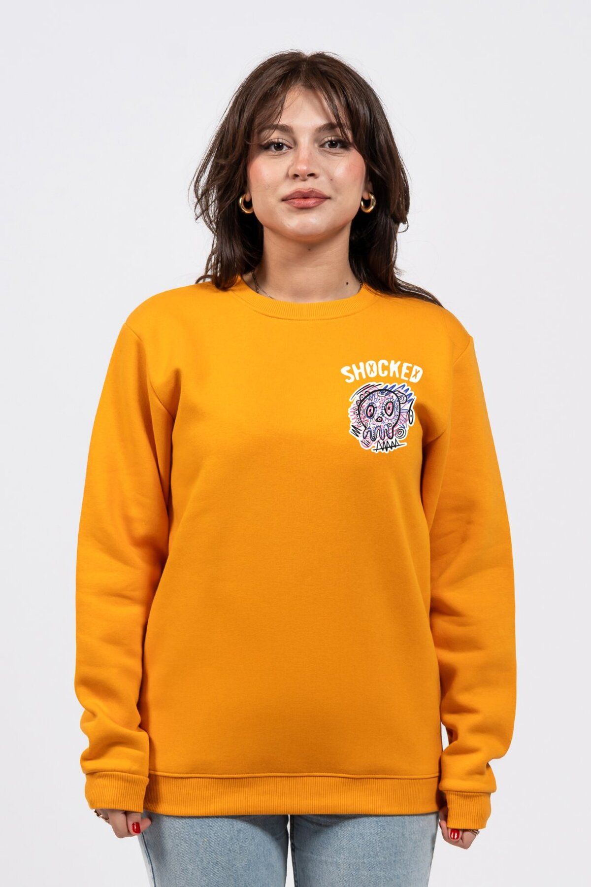 LUMARTA Regular Göğüste Shocked Baskılı Sweatshirt