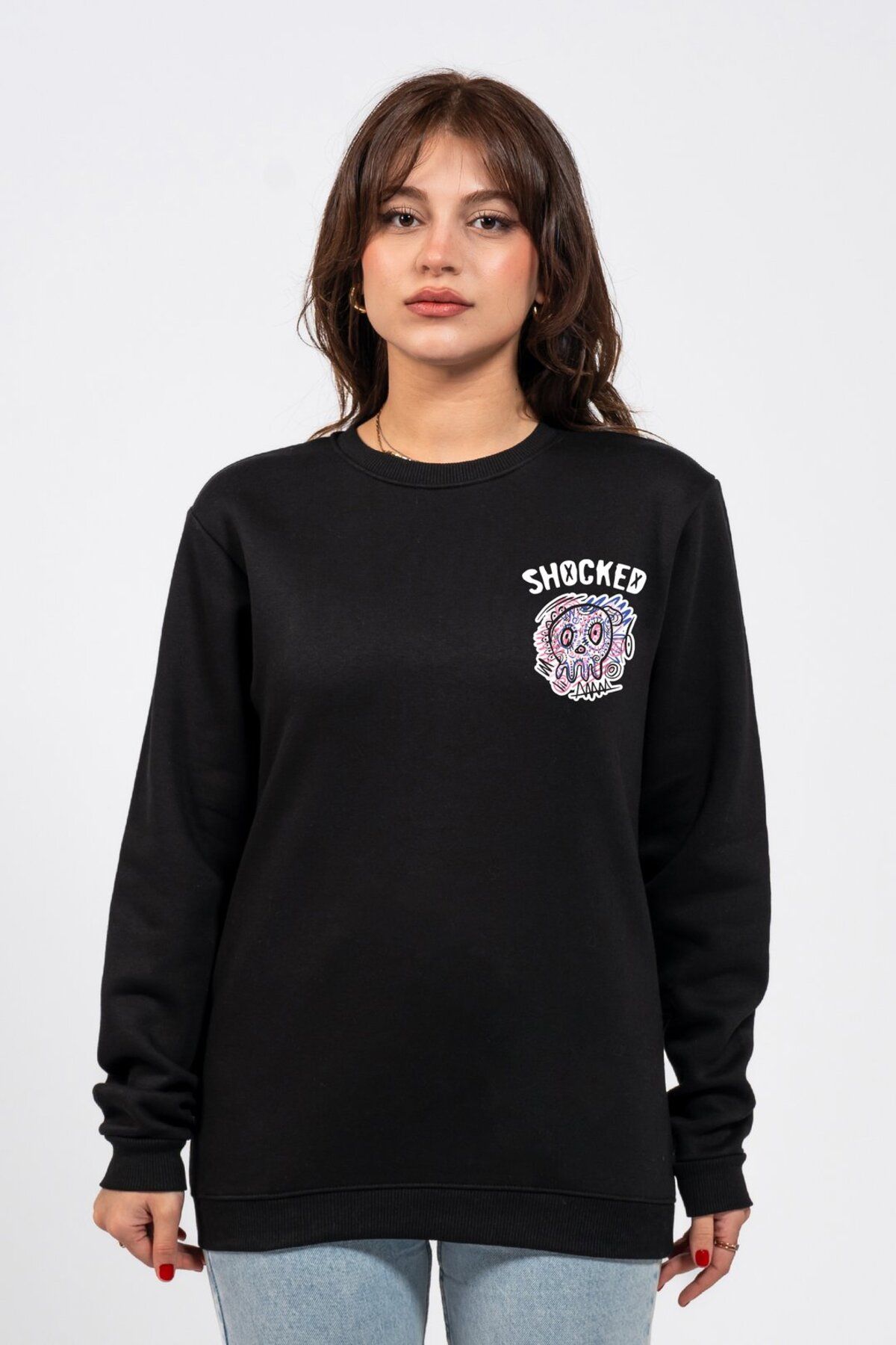 LUMARTA Regular Göğüste Shocked Baskılı Sweatshirt