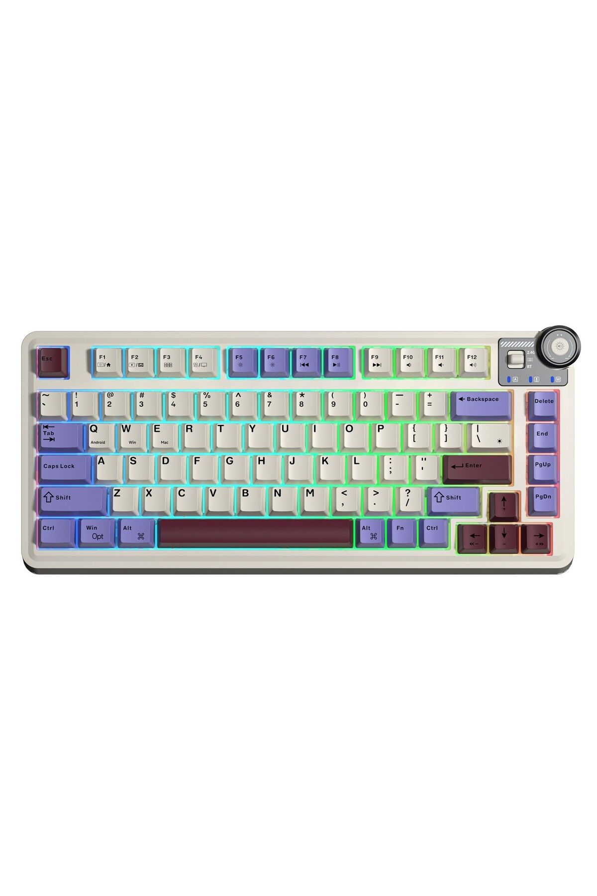 Aula Au75 3 Modlu Rgb Hot Swap Mekanik Tkl Seiya Switch Kablosuz Makrolu Klavye Bej