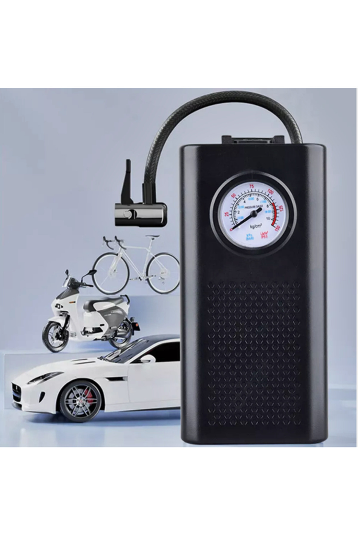 gaman Lastik Şişirme Makinesi TYPE-C Şarjlı Elektrikli Hava Kompresörü Motosiklet-Bisiklet-Araç