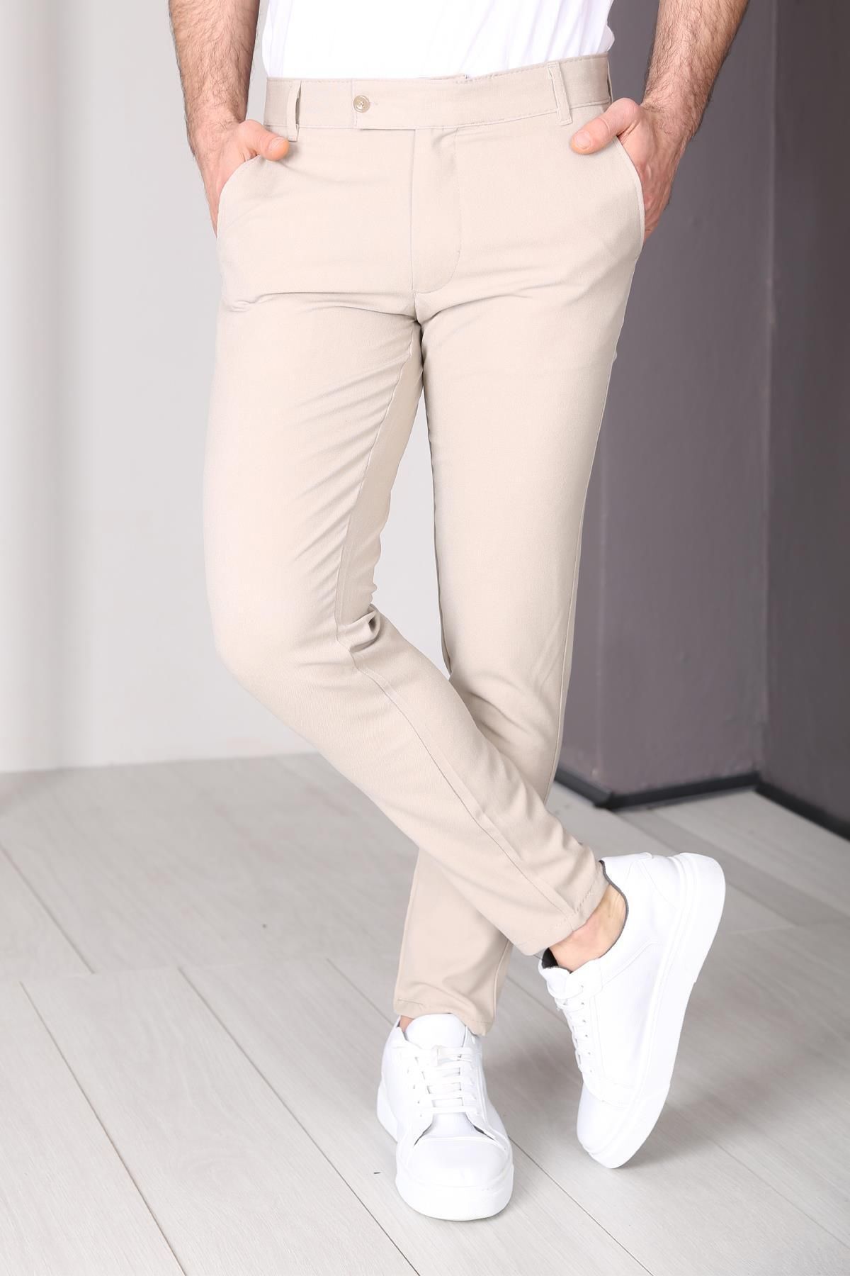 Casual Taş Rengi Kanvas Pantolon Dil3