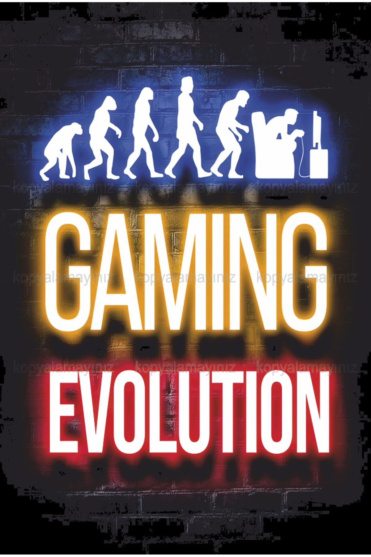 Hayat Poster Gaming Evolution Gamer Player Pc Mobile Console Game Home Decoration Table Retro Wood Poster - 20 x 30