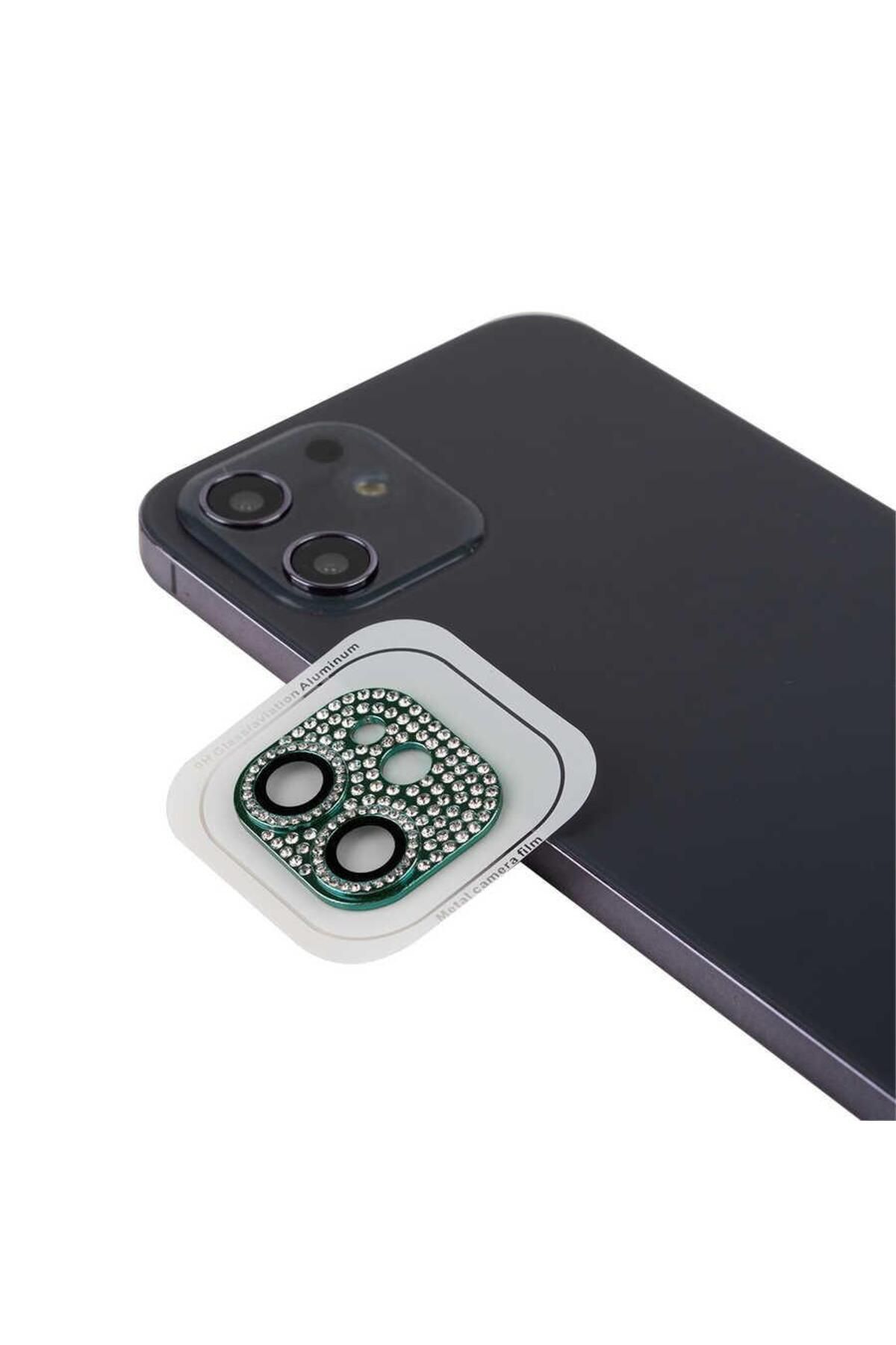 Artoncase iPhone 12 Mini Taşlı Renkli Kamera Lens Koruyucu