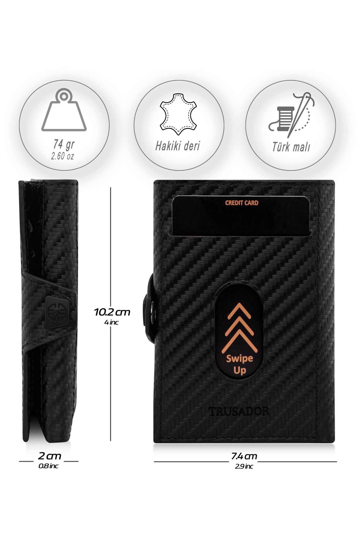 Trusador-Toscana Carbon Card Holder Genuine Leather Wallet Unisex Rfid Protected Men Women Mini Wallet Gift 3