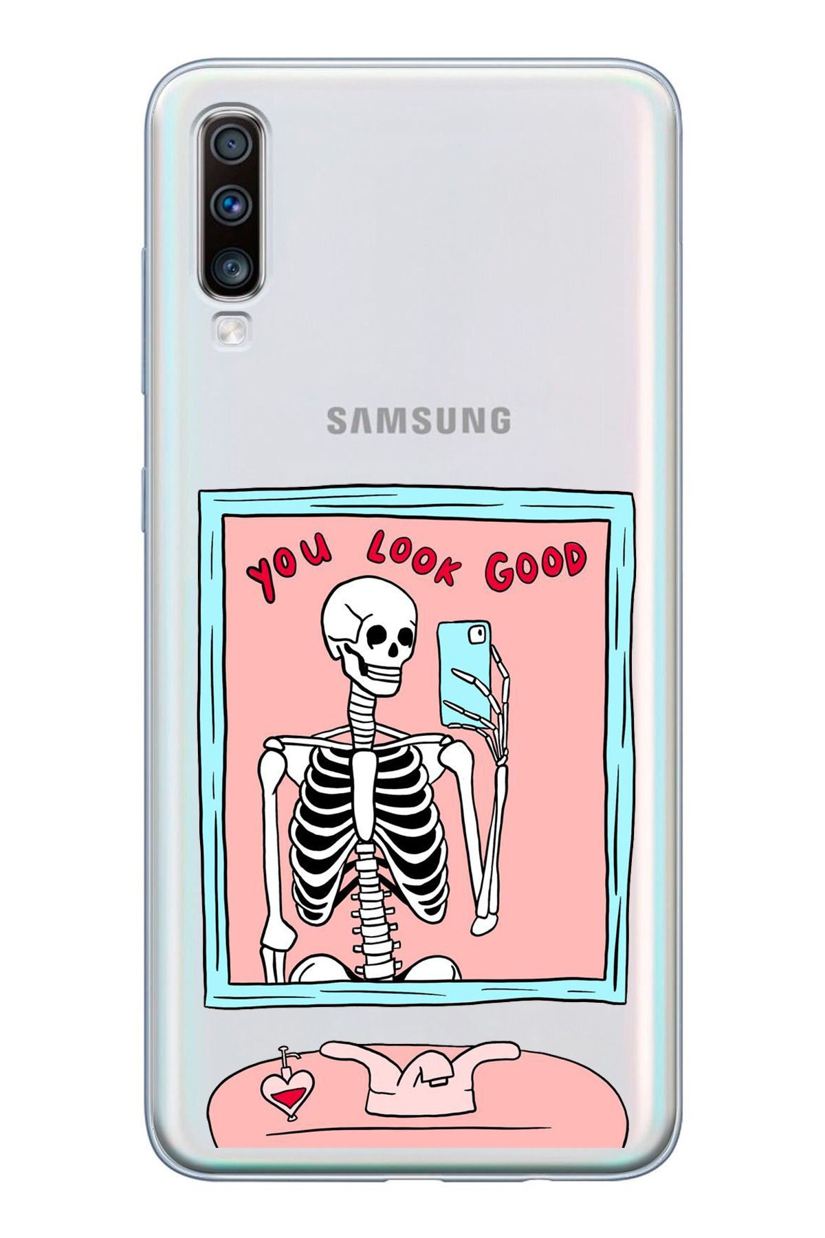 TechTree SAMSUNG Galaxy A50 / A30S Uyumlu You Look Good İskelet Tasarımlı Şeffaf Silikon Kılıf