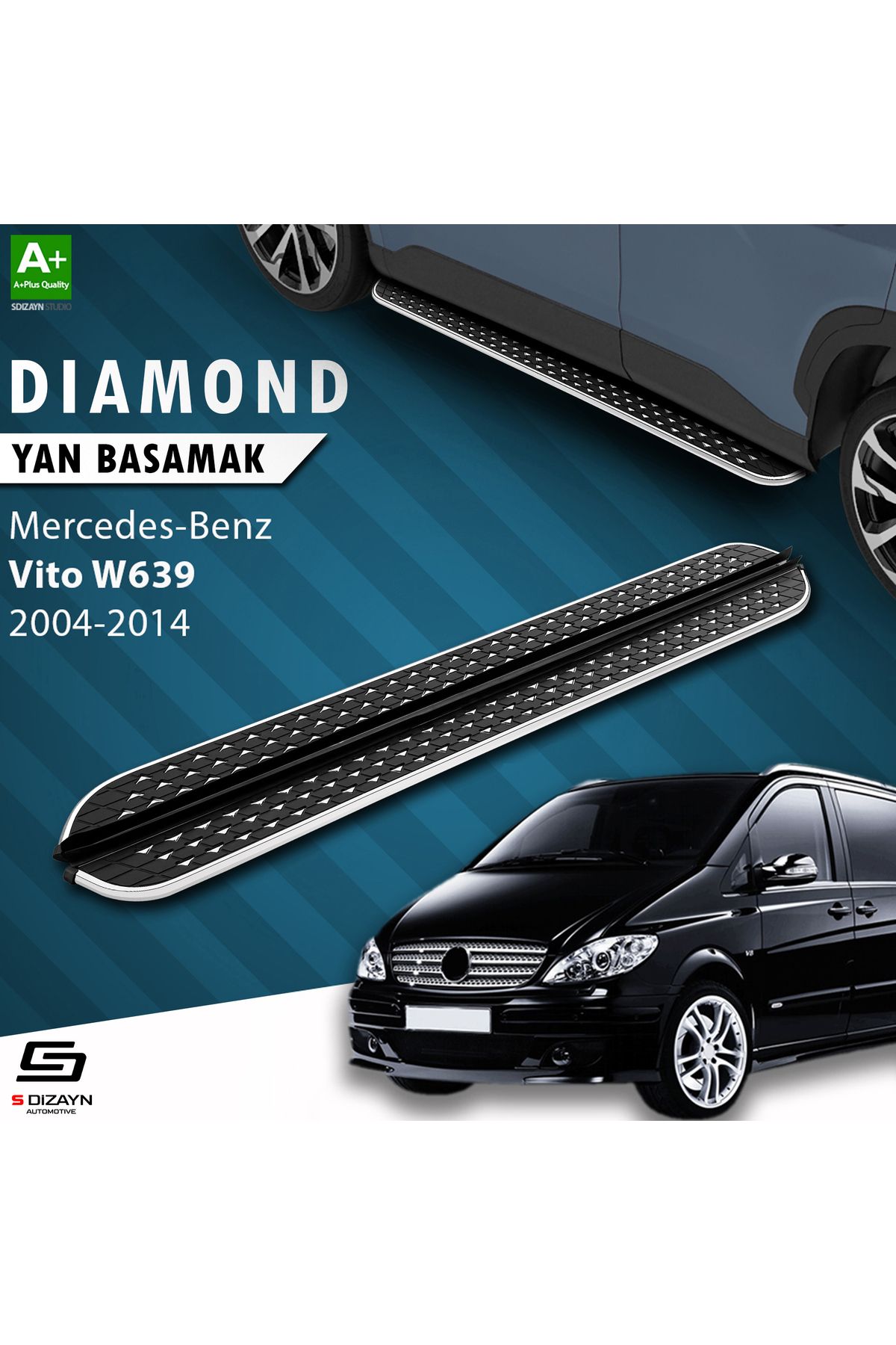 Life Tuning S-Dizayn Vito W639 Uzun Şase Diamond Krom Yan Basamak 253 Cm 2004-2014 A+ Kalite