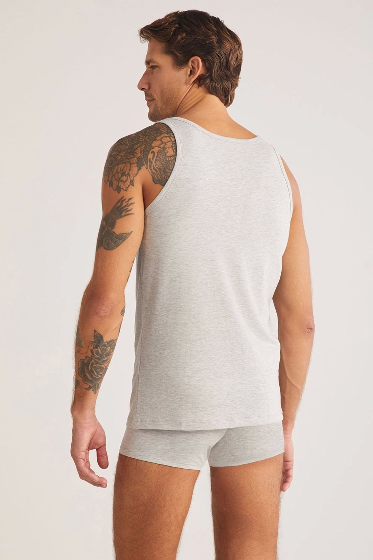 Kom-Scott 2-Piece Basic Men's Tank Top with Straps - Gray 3