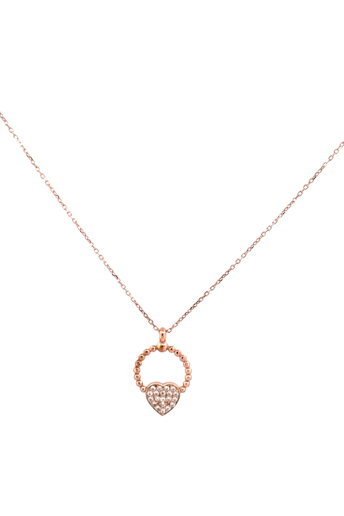 JİA JEWELRY KALP KOLYE ROSE GOLD 925 AYAR GÜMÜŞ KOLYE